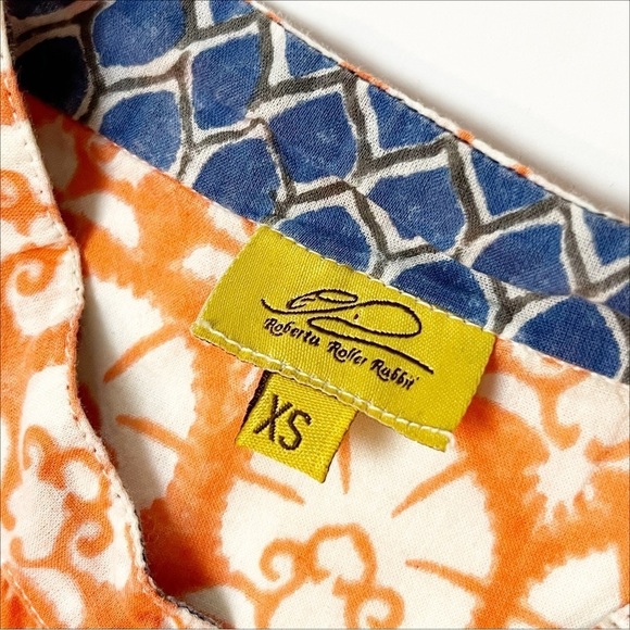 Roberta Roller Rabbit 100% Cotton Tunic Top XS orange floral swim cover up beach - Picture 7 of 13